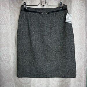 VTG NWT Worthington English Estate Multi Tweed Black White Wool Pencil Skirt